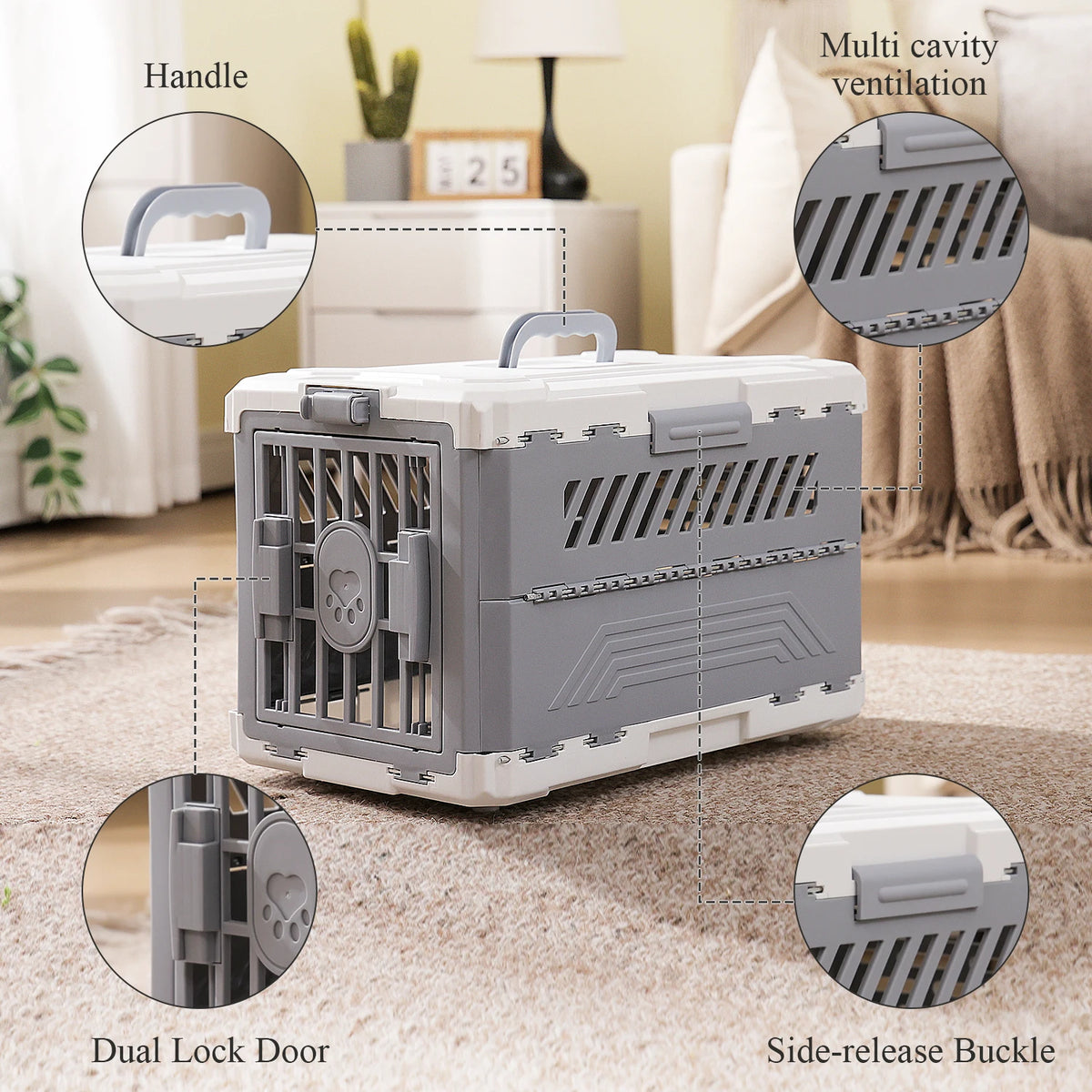 PAWZ Road Foldable Pet Travel Crate With Secure Lock Door