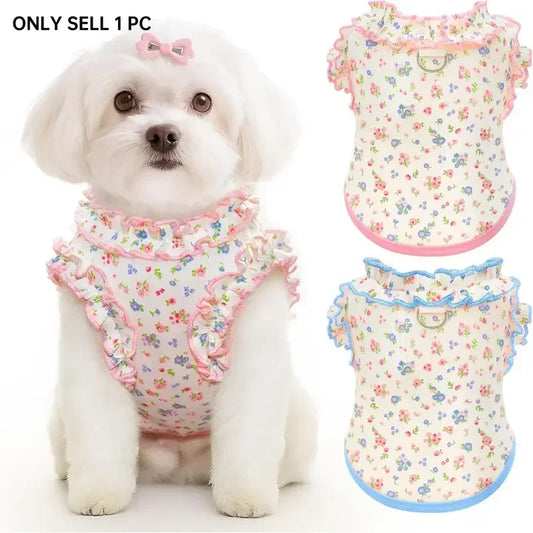 Breathable Summer Ruffle Sleeve Shirt For Small Pets