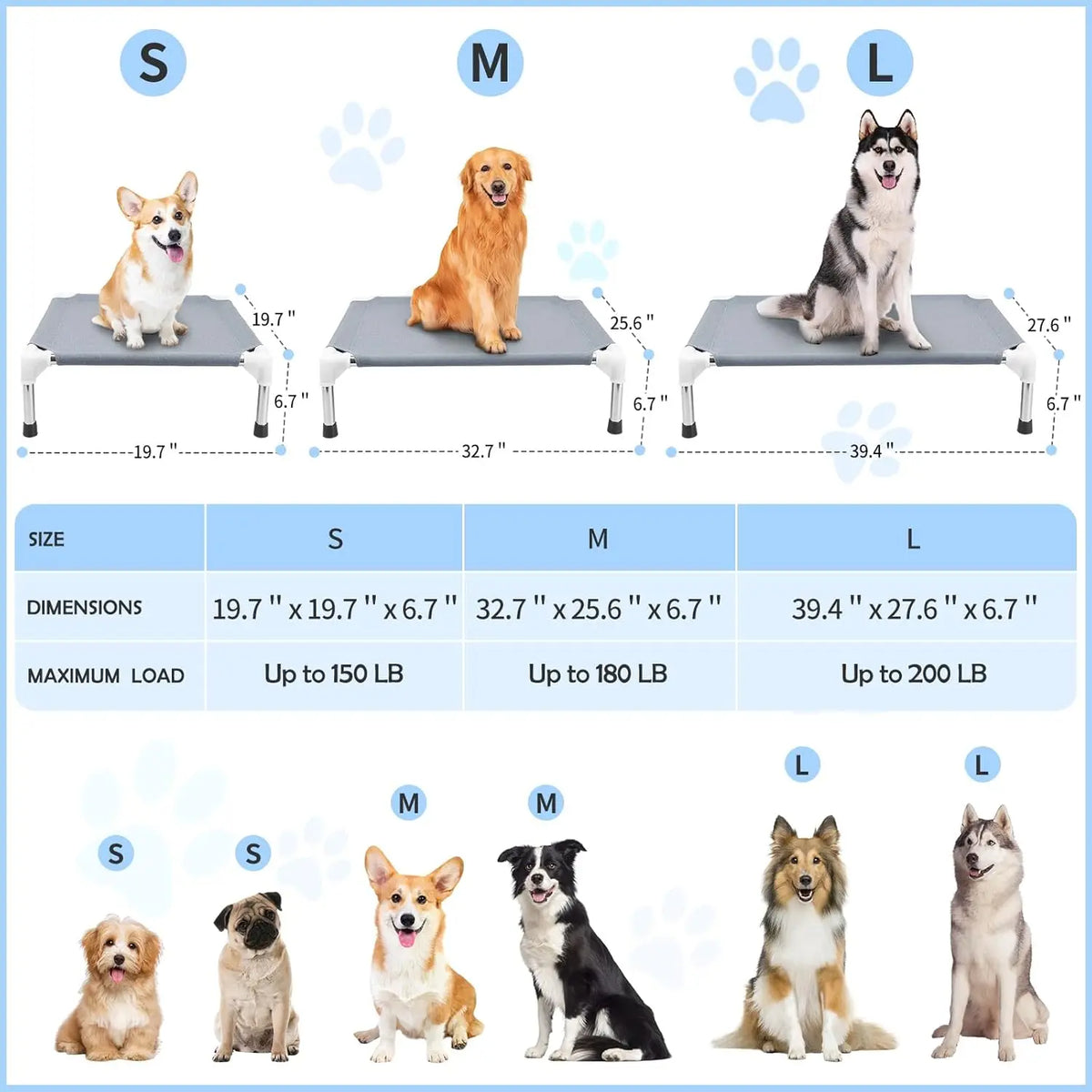 Elevated Breathable Pet Cot With Non Slip Frame Design