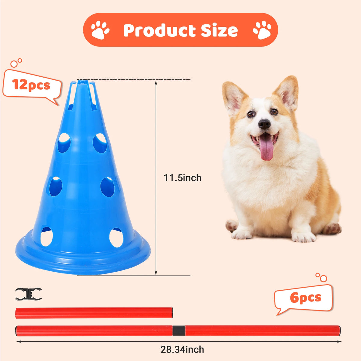 Adjustable Dog Agility Training Hurdle Cone Set For Pets