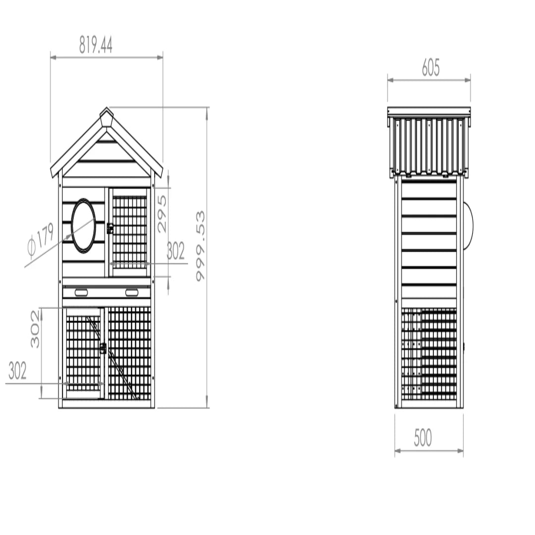 Two Tier Wooden Outdoor Rabbit Hutch With Viewing Window