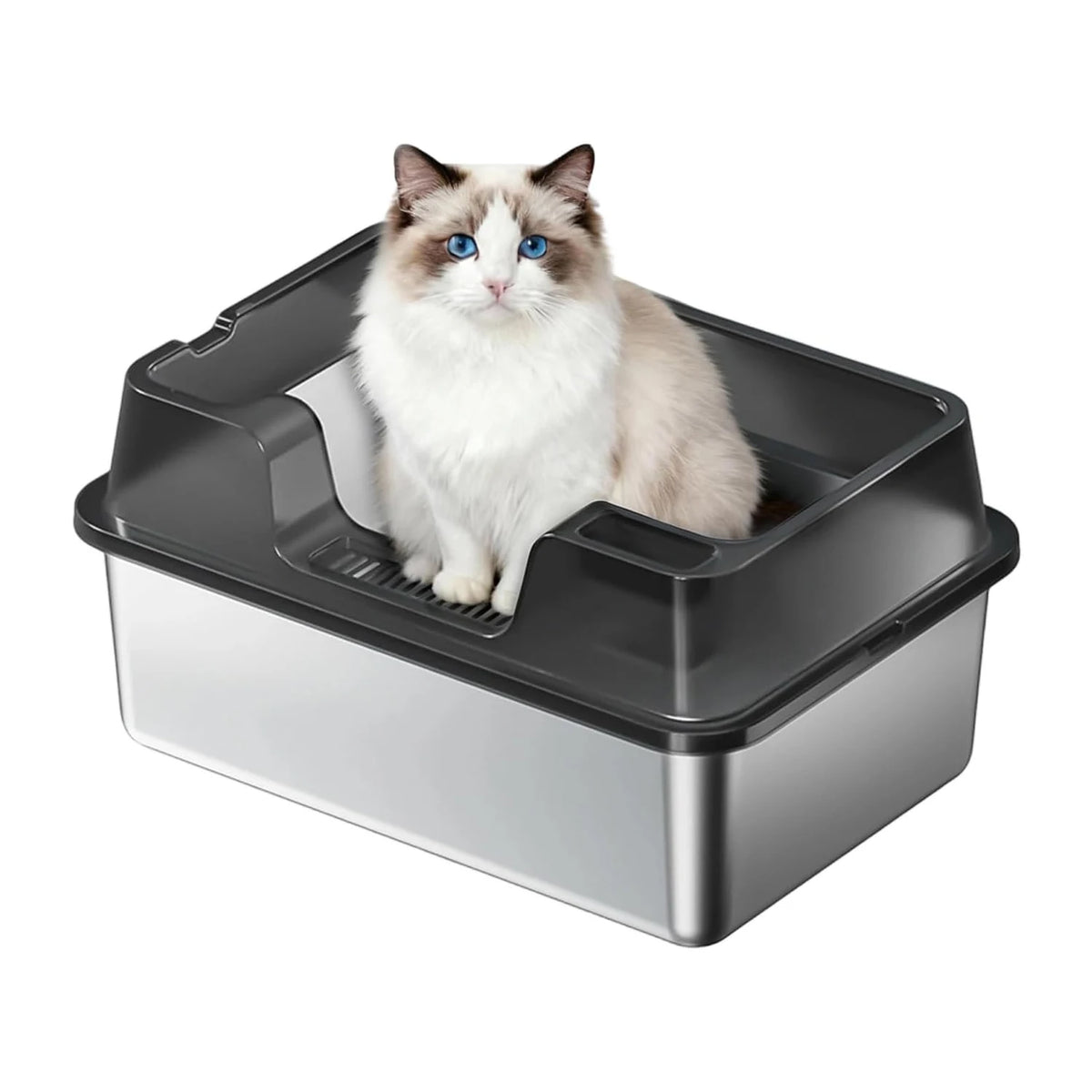 HiMISS Stainless Steel Enclosed Cat Litter Box High Walls