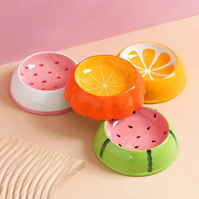 Cute Fruit Pet Ceramic Food Bowl For Cats And Dogs