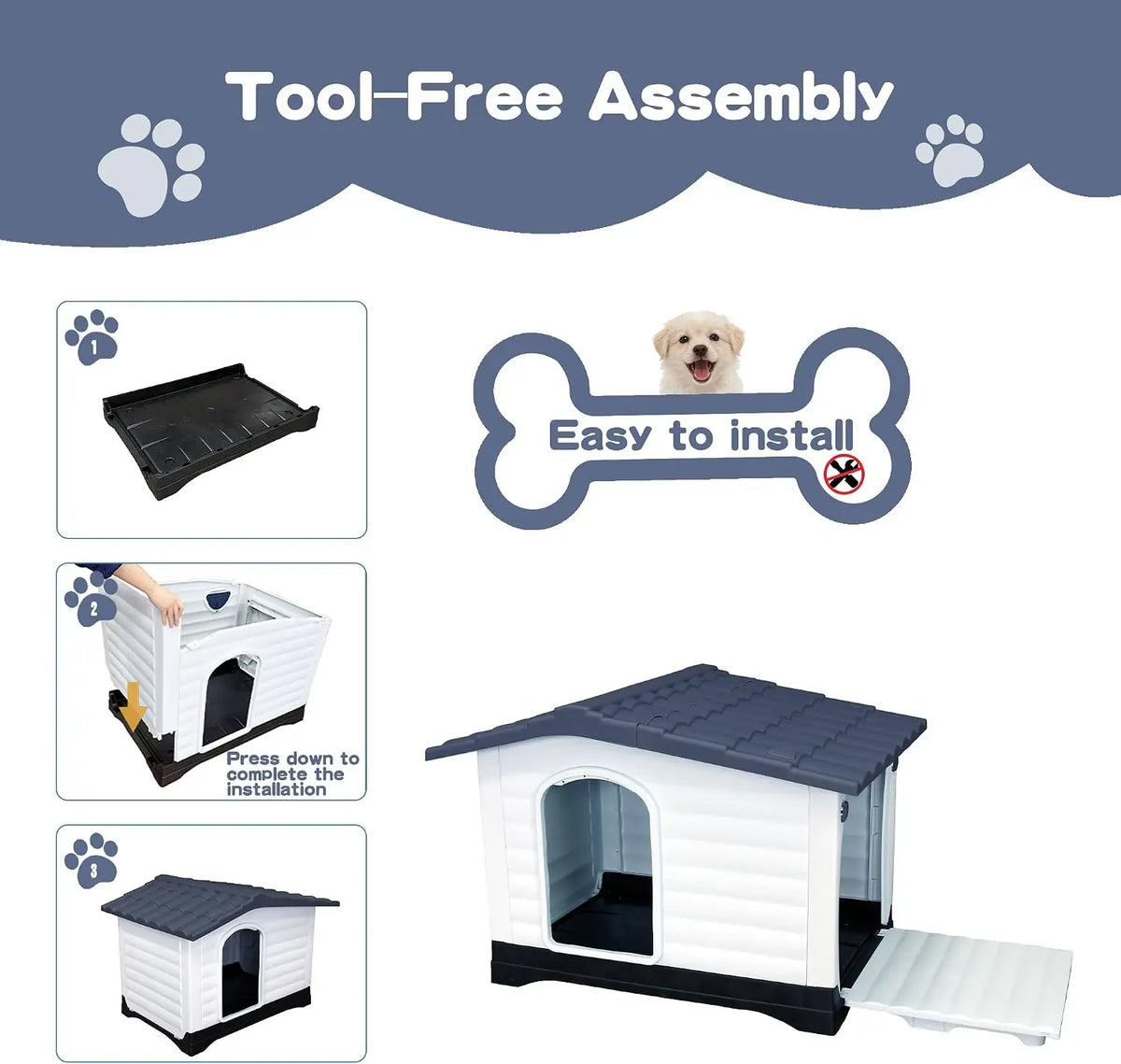 Twister Waterproof Two Door Elevated Pet House For Dogs