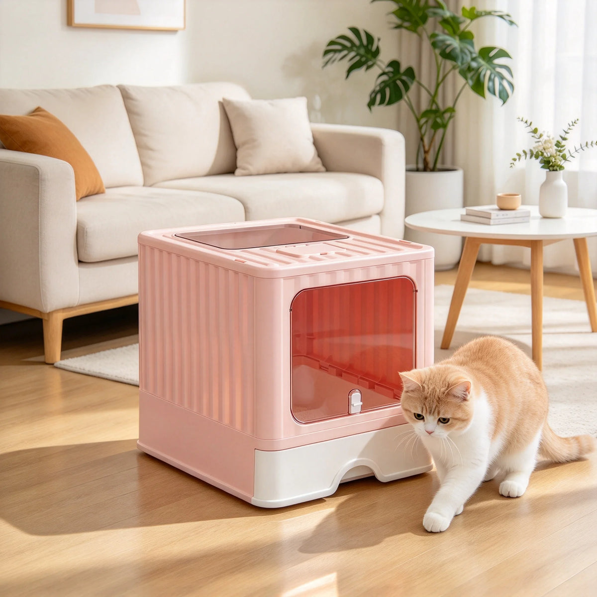 Gaomon Covered Cat Litter Box With Odor Control Slide Tray