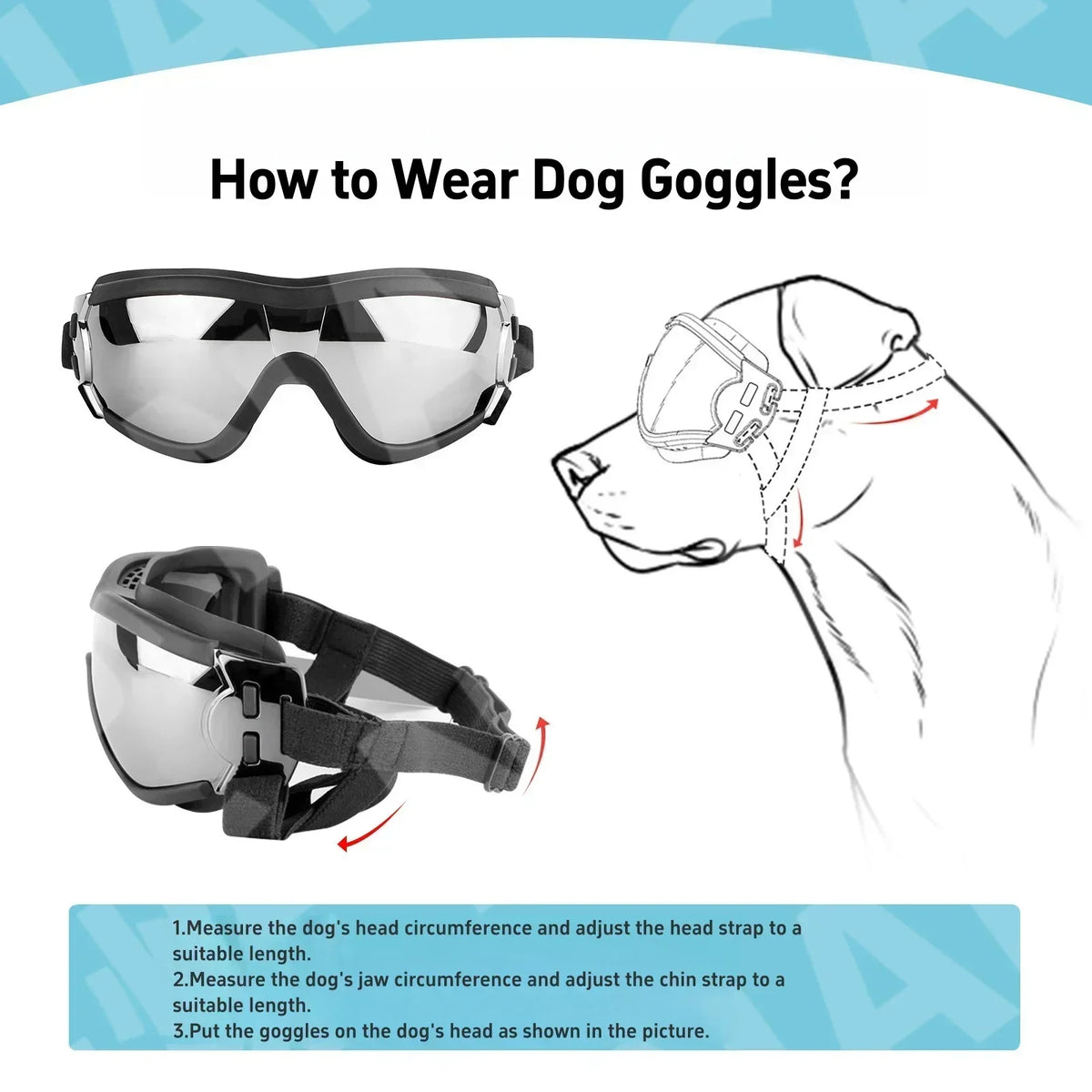 Premium Ventilated Dog Goggles With UV And Dust Protection