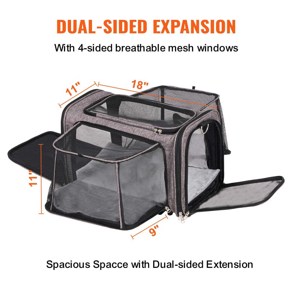 Breathable Wheeled Pet Carrier Backpack With Telescopic Handle And Strap