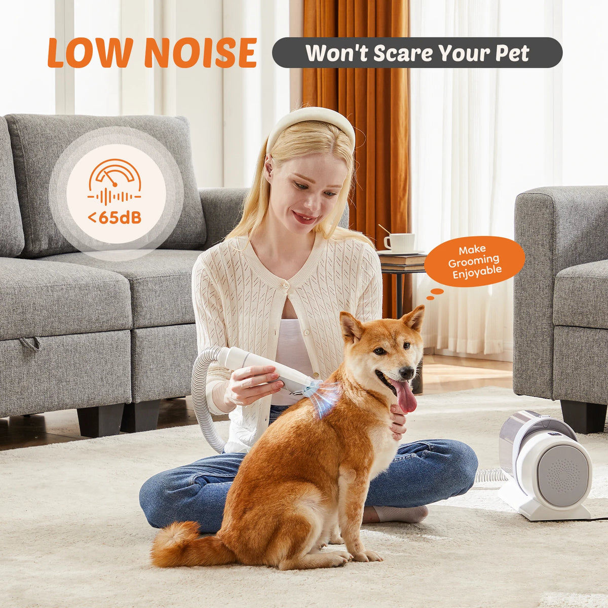 Sweetcrispy Professional Pet Grooming Vacuum Clipper Kit Low Noise