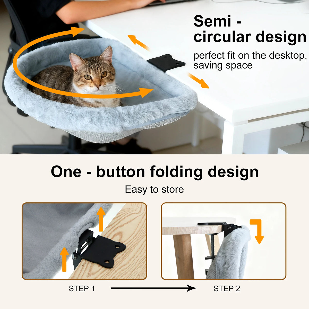 CWV Foldable Semi Circular Cat Desk Bed Hammock Perch