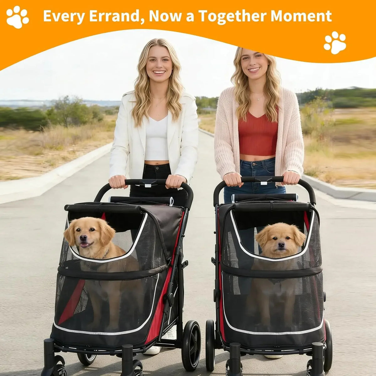 Garvee Heavy Duty Foldable Large Dog Stroller With Mesh Ventilation