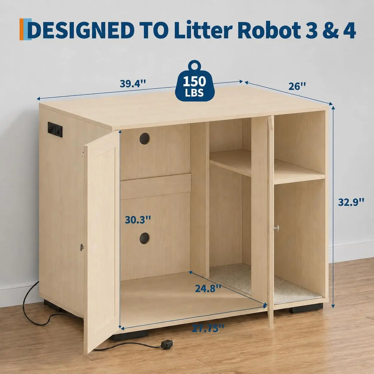 Garvee Cat Litter Box Enclosure Cabinet For Automatic Systems