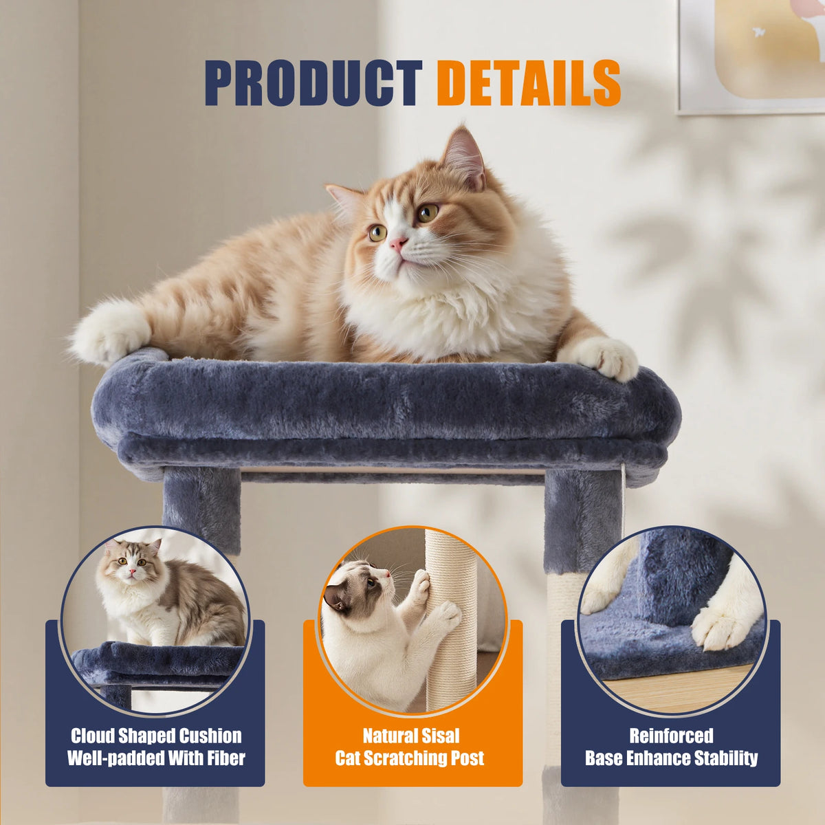 Jhk Multi Level Cat Tree With Sturdy Sisal Scratching Posts