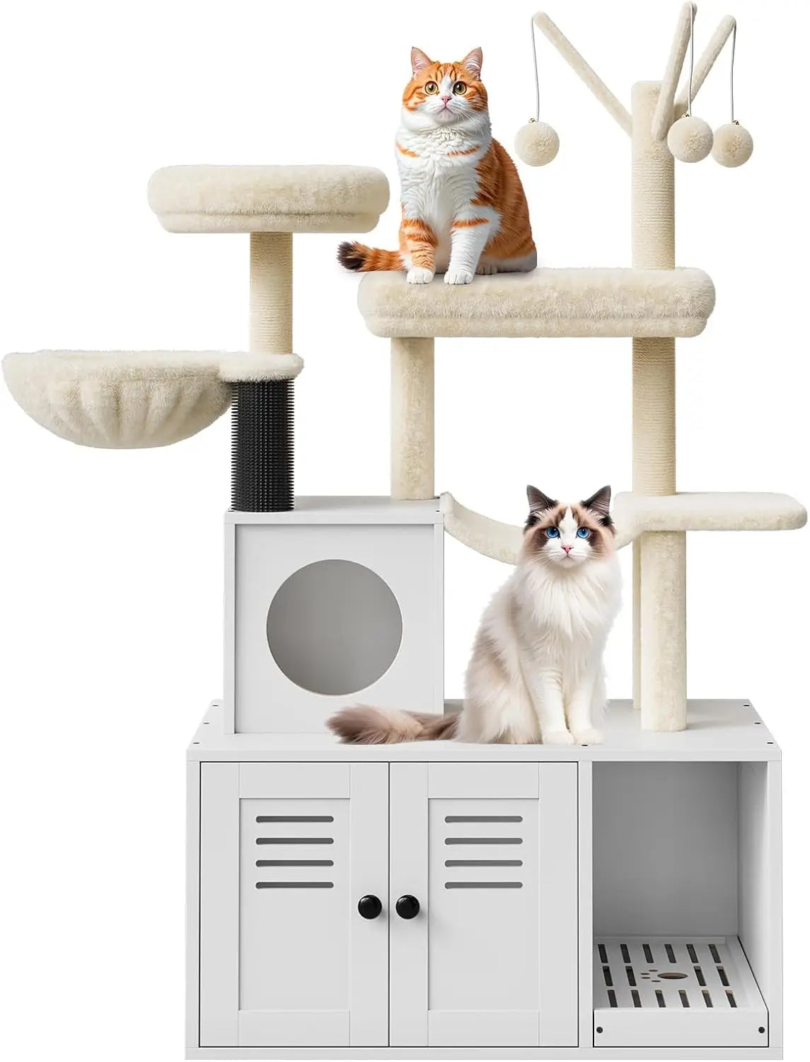 Tacleekii Indoor Cat Tower With Hidden Litter Box Enclosure