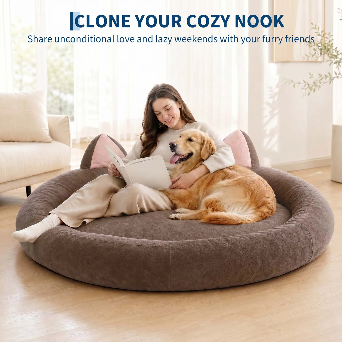 Orthopedic Memory Foam Dog Bed With Elevated Bolster Support
