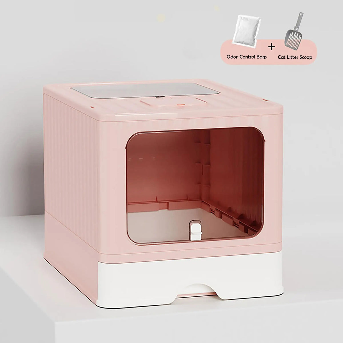 Gaomon Covered Cat Litter Box With Odor Control Slide Tray
