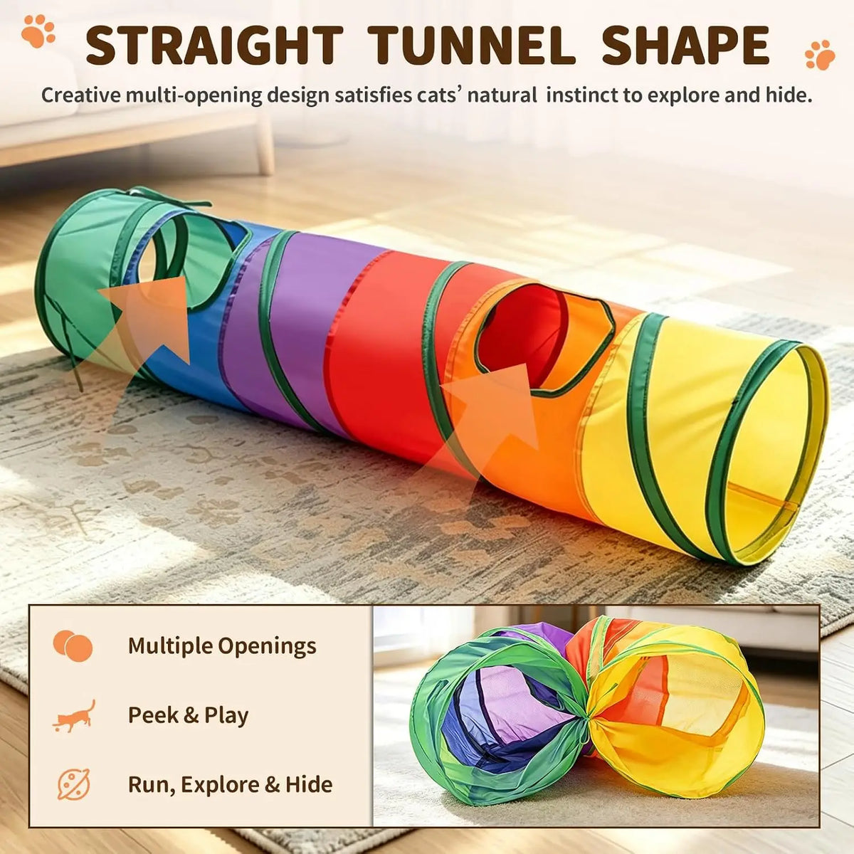 Foldable Cloth Cat Tunnel Toy For Indoor Pets And Kittens