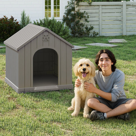 Compact Weather Resistant Plastic Dog House For Outdoor Patios