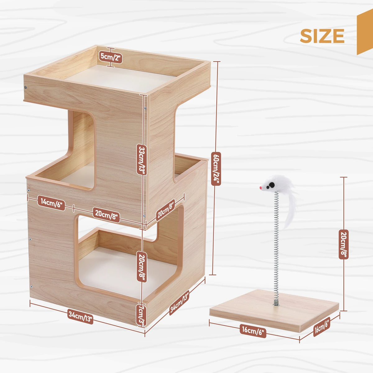 PAWZ Road Wood Cat Condo Featuring Scratching Pad And Bed