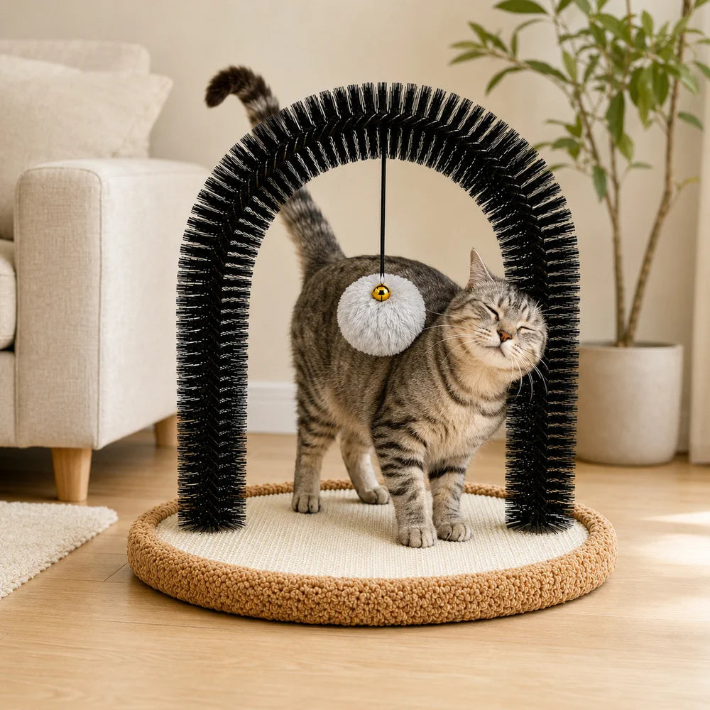 Cat Self Groomer Arch With Sisal Scratching Base And Brush