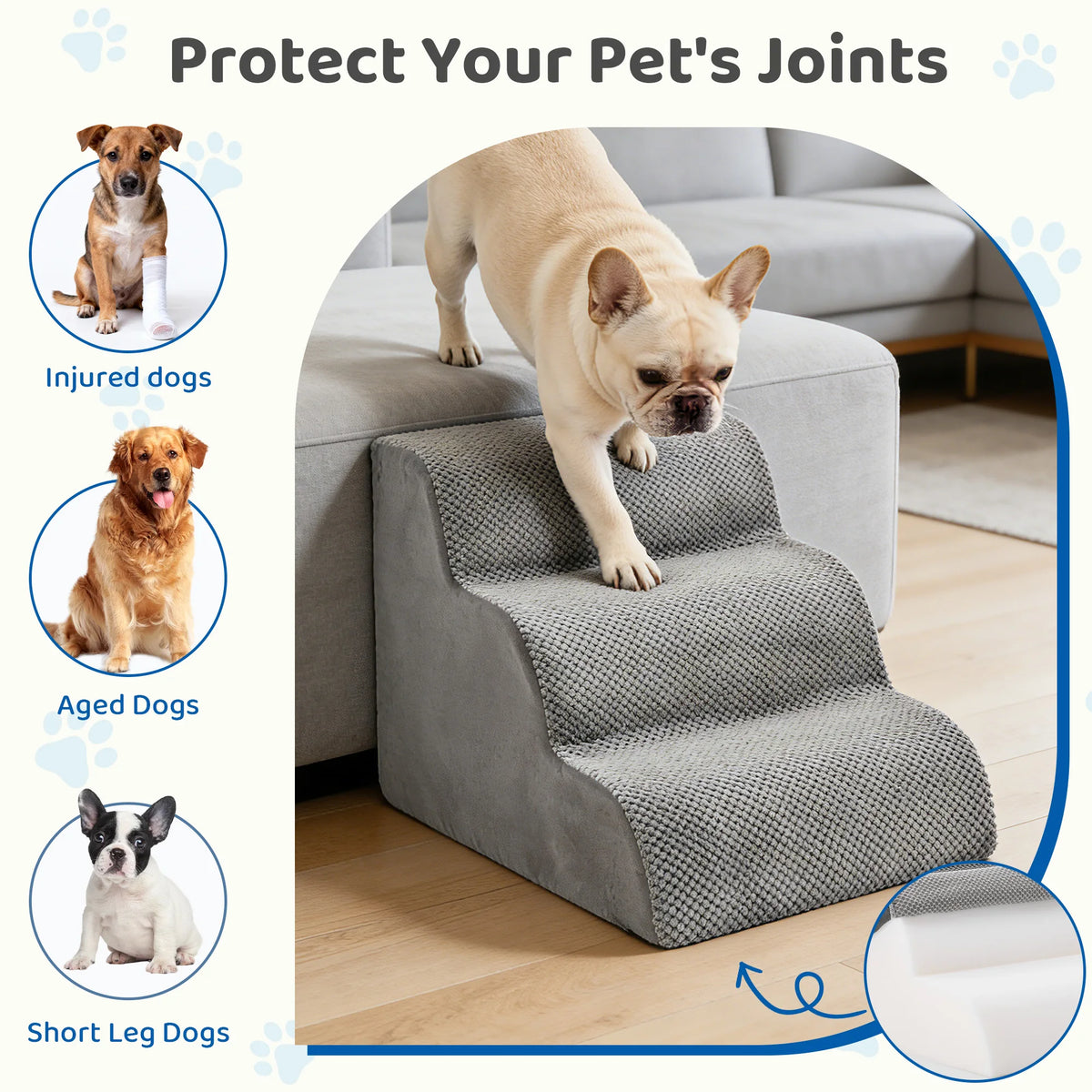 Curved High Density Foam Pet Stairs For Small Dogs