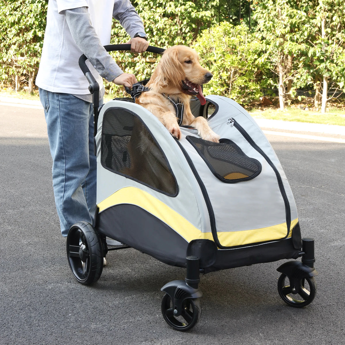 Bingopaw 4 Wheel Foldable Dog Stroller Large Double Carrier