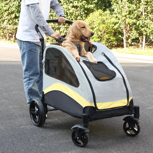 Bingopaw 4 Wheel Foldable Dog Stroller Large Double Carrier