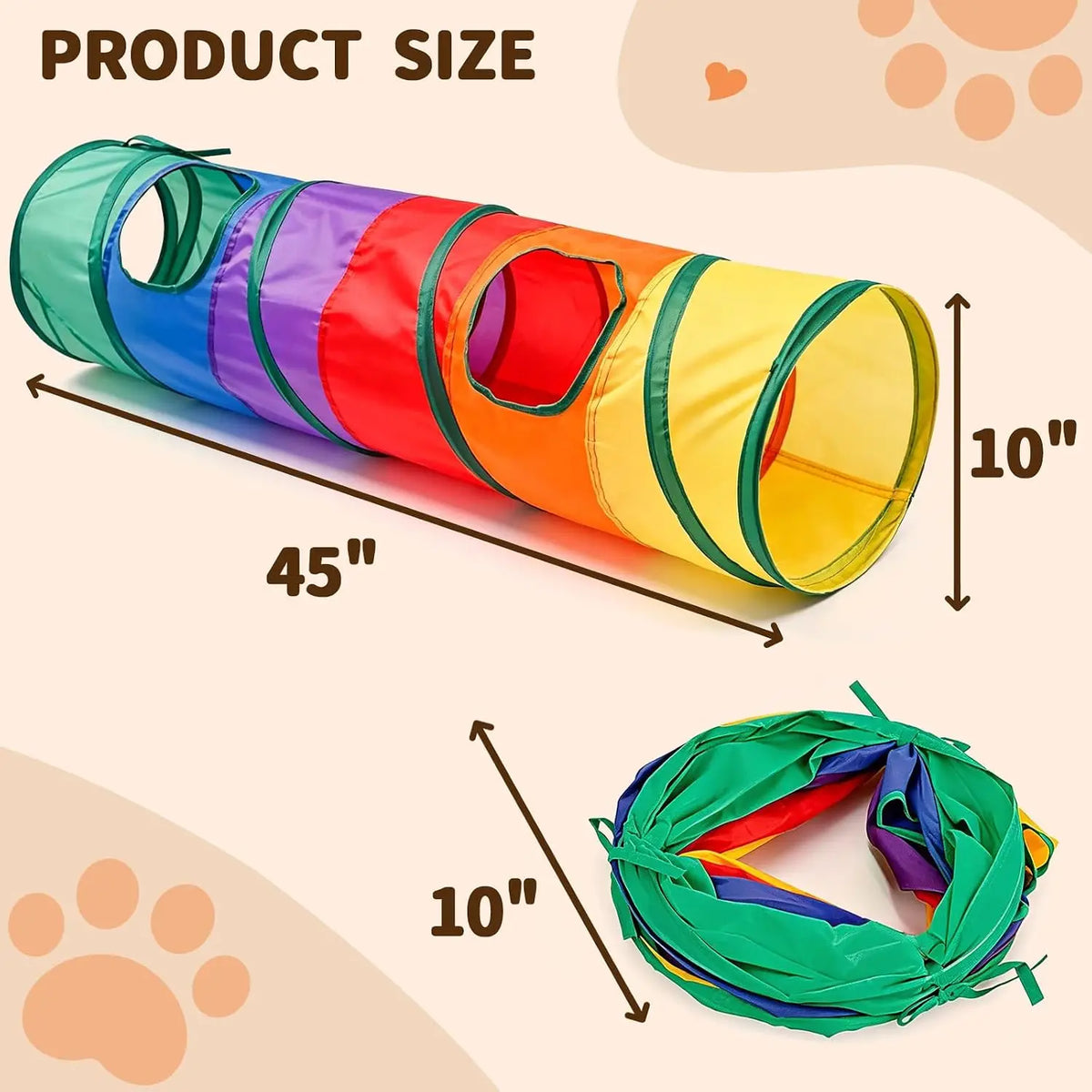 Foldable Cloth Cat Tunnel Toy For Indoor Pets And Kittens