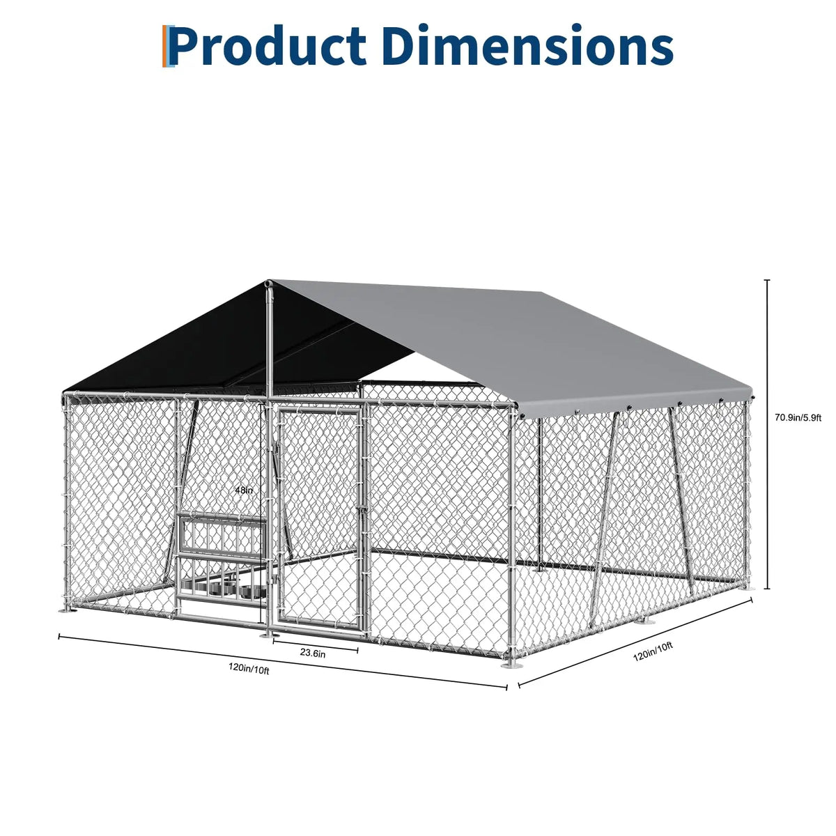DishyKooker Heavy Duty Galvanized Steel Outdoor Dog Kennel