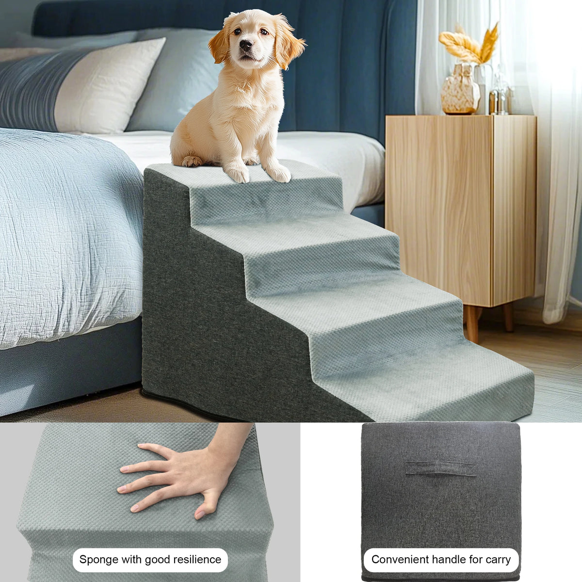 Safe High Density Foam Dog Stairs With Non Slip Cover