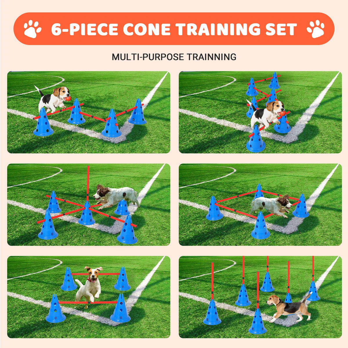 Adjustable Dog Agility Training Hurdle Cone Set For Pets