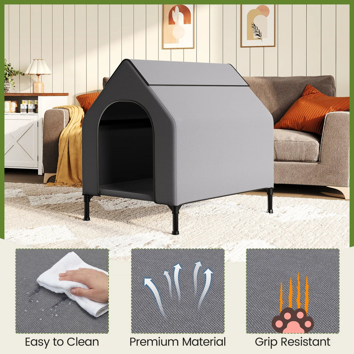 HiMISS Weatherproof Elevated Dog House For Outdoor Indoor
