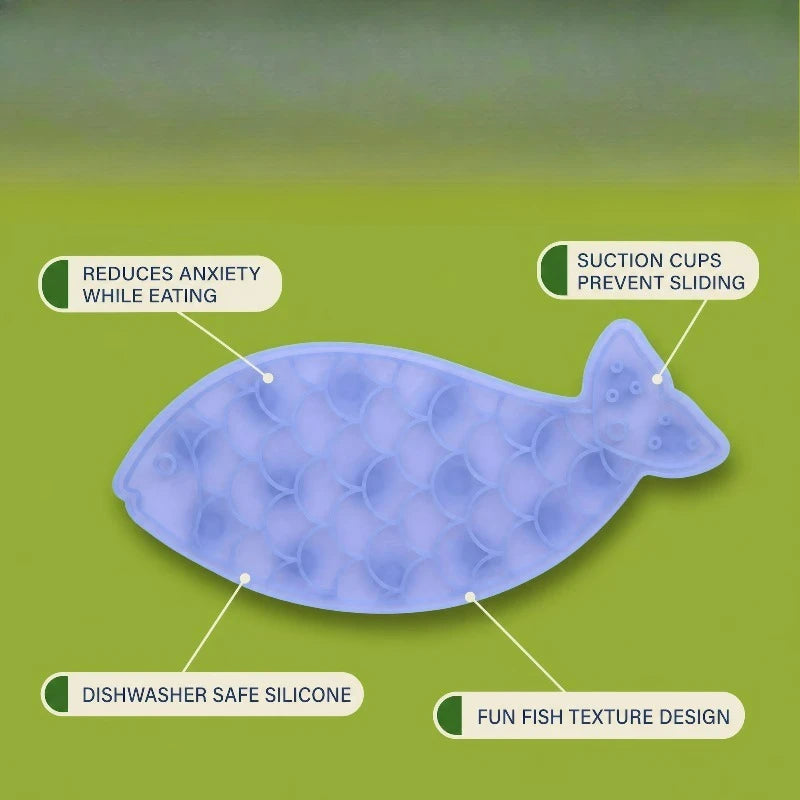 Silicone Fish Shaped Cat Lick Mat For Slower Mindful Feeding