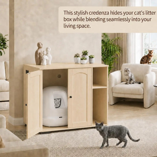 Garvee Cat Litter Box Enclosure Cabinet For Automatic Systems