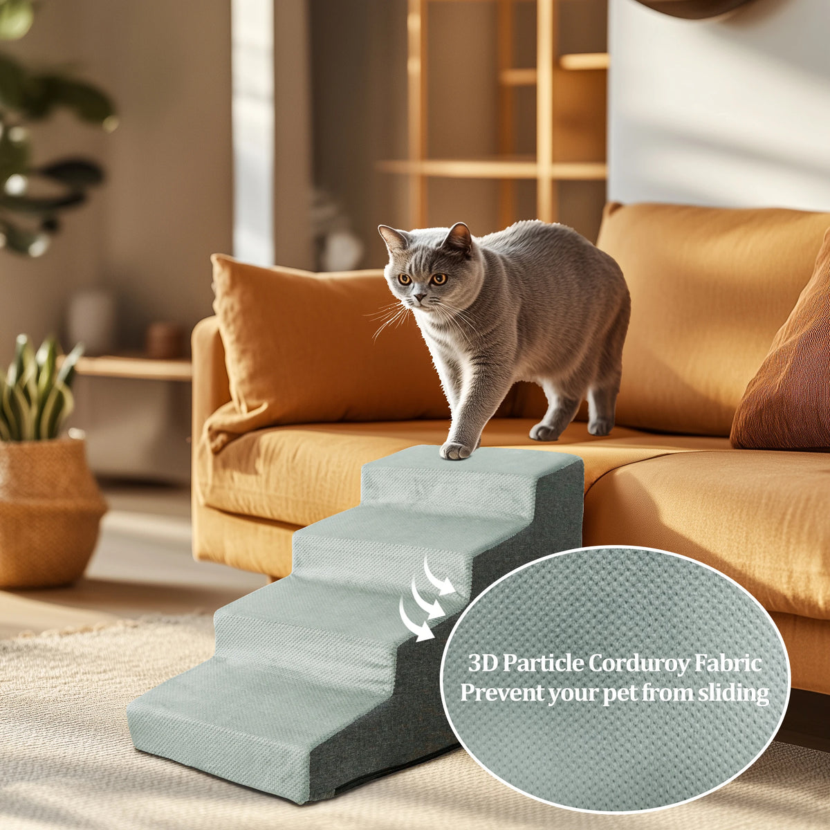 Safe High Density Foam Dog Stairs With Non Slip Cover