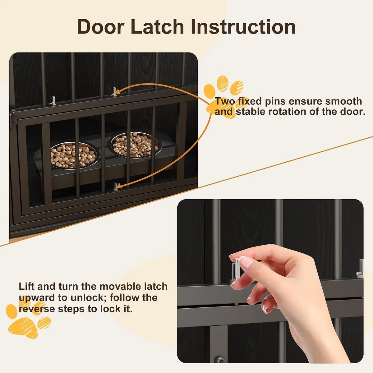 Wooden Corner Dog Crate Rotating Feeding Door And Secure Locks