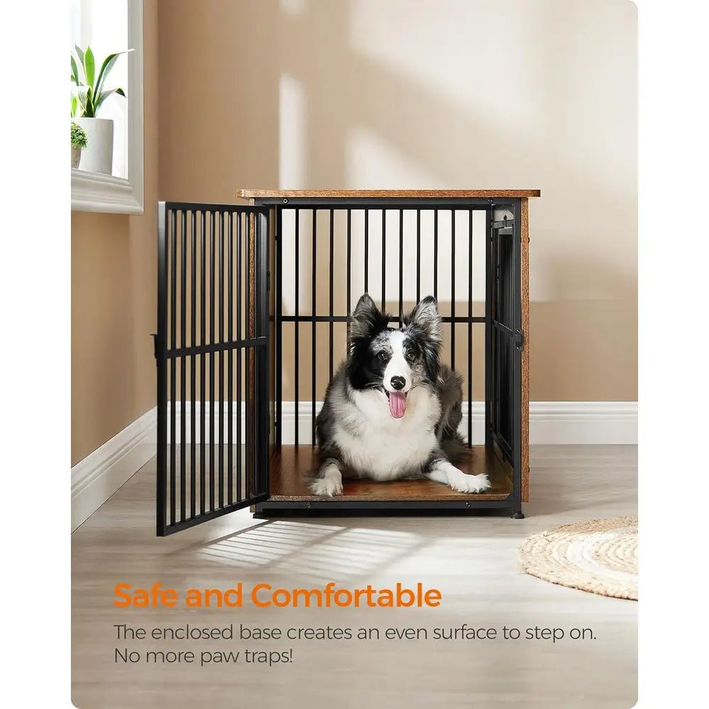 Heavy Duty Dog Crate Furniture With Wooden Side Table