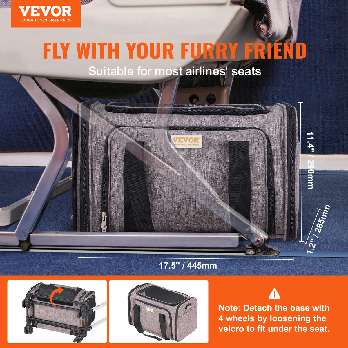 Breathable Wheeled Pet Carrier Backpack With Telescopic Handle And Strap