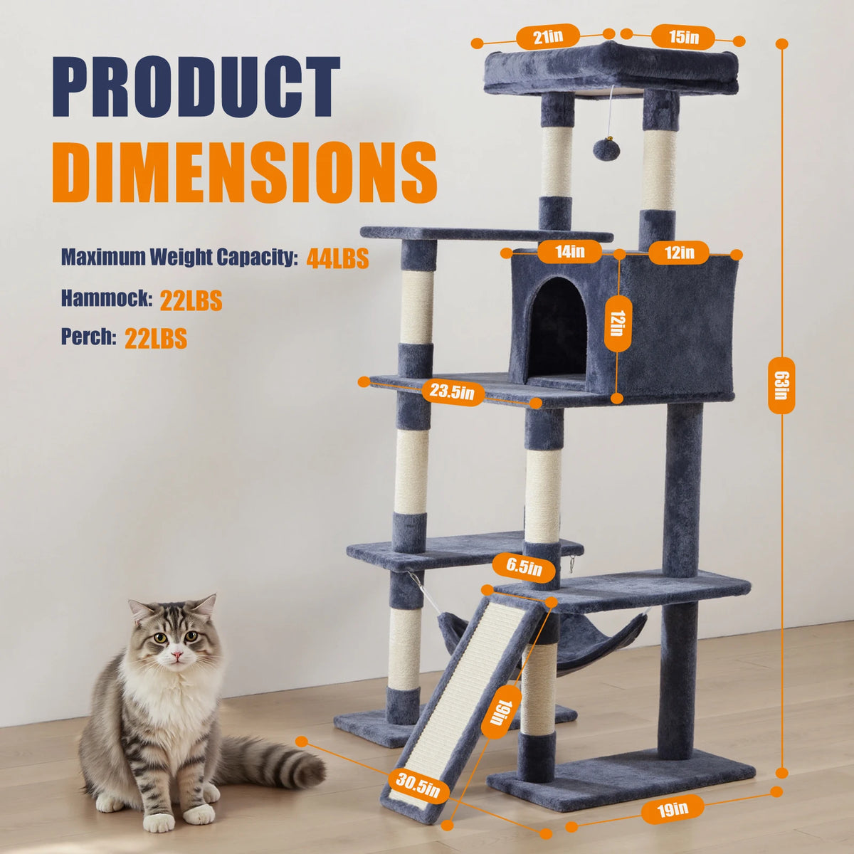 Jhk Multi Level Cat Tree With Sturdy Sisal Scratching Posts