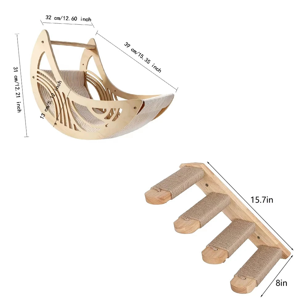 CWV Wall Mounted Cat Shelves With Moon Star Wooden Platforms