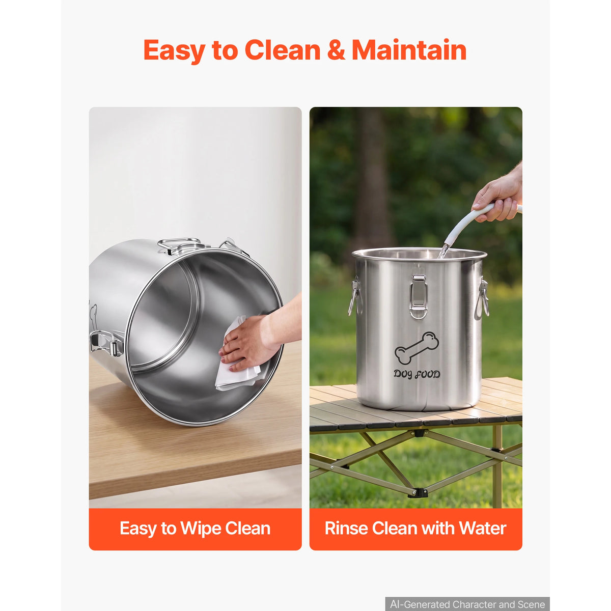 Stainless Steel Dog Food Storage Bin With Secure Airtight Lid