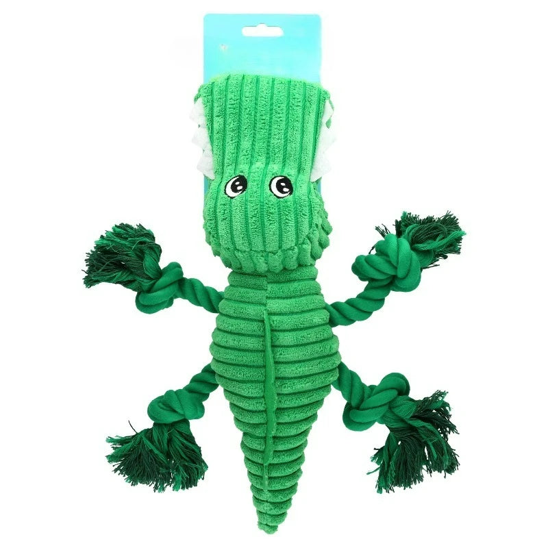 Durable Plush Alligator Dog Toy With Squeaker For Chewers