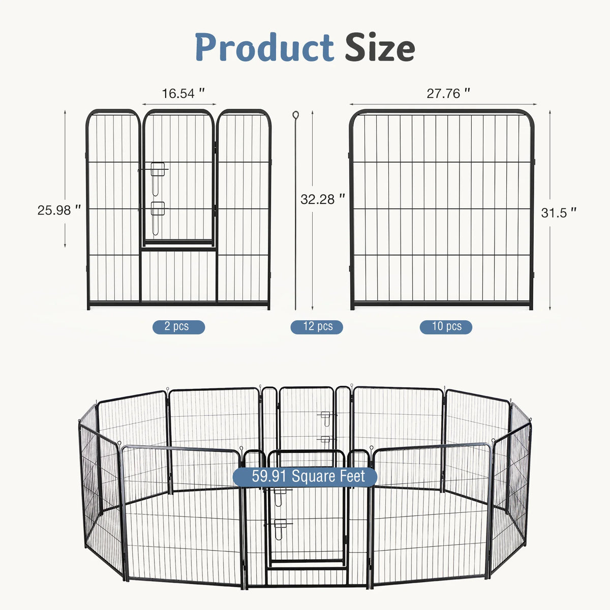 JHK Metal Foldable Pet Playpen For Yard And Outdoor Use