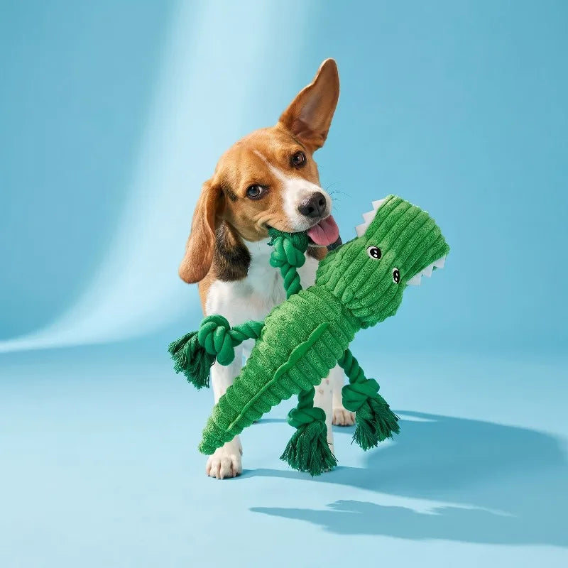 Durable Plush Alligator Dog Toy With Squeaker For Chewers