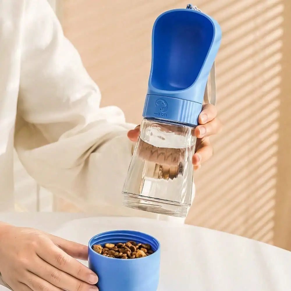Portable Travel Dog Water Bottle With Food Storage Compartment