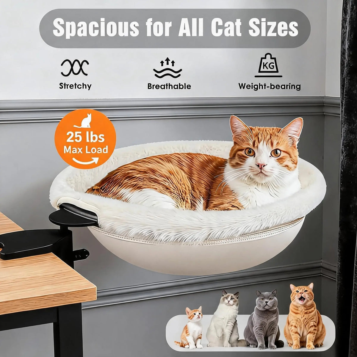Gaomon Rotating Cat Table Bed Round Plush Faux Fur Lounger