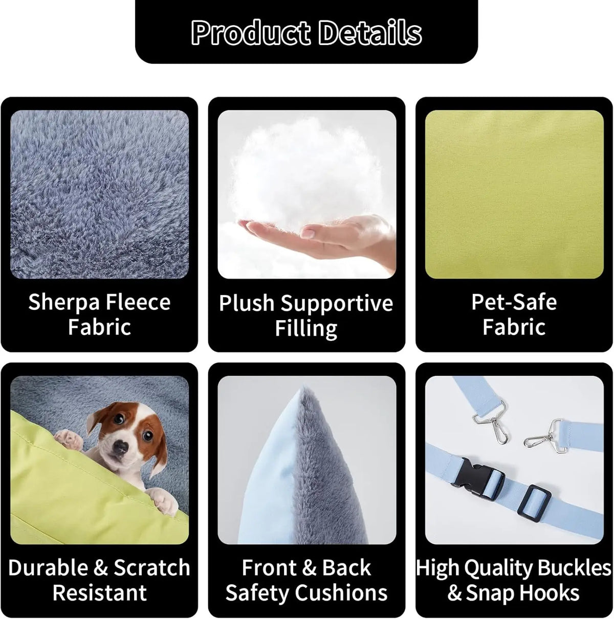 HiMISS Waterproof Dog Car Seat Booster With Storage Pockets
