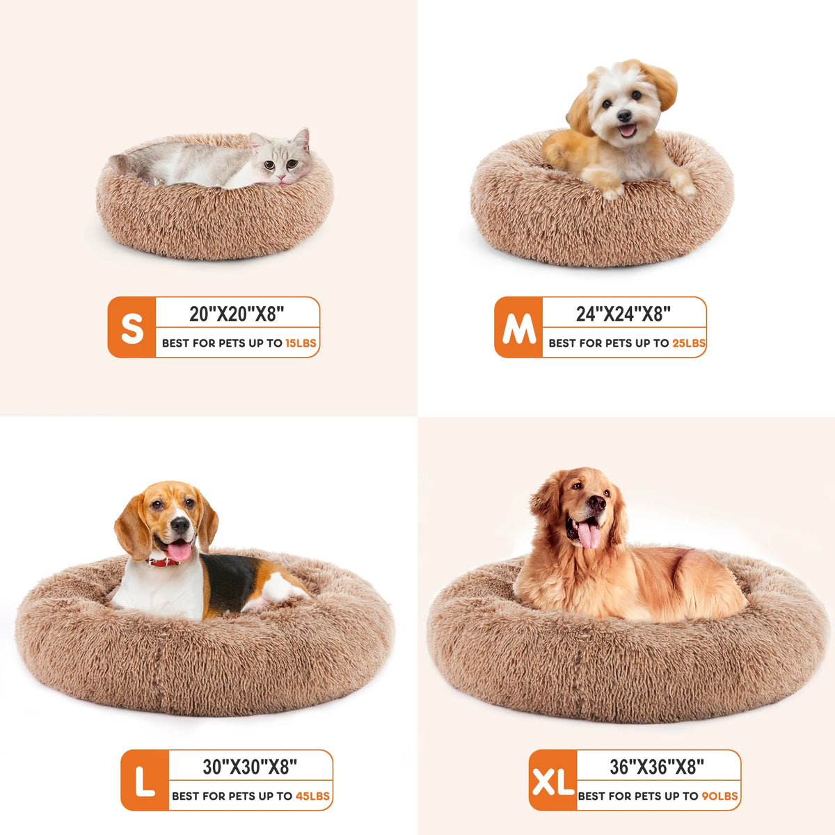 JHK Premium Calming Dog Bed With Soft Washable Faux Fur