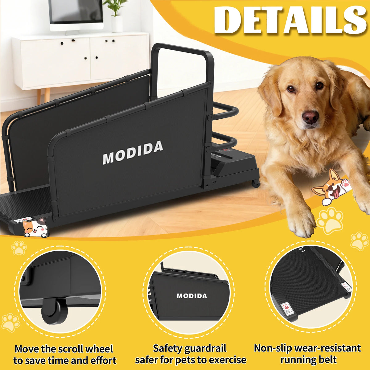 Modida Adjustable Speed Indoor Dog Treadmill With Led Display