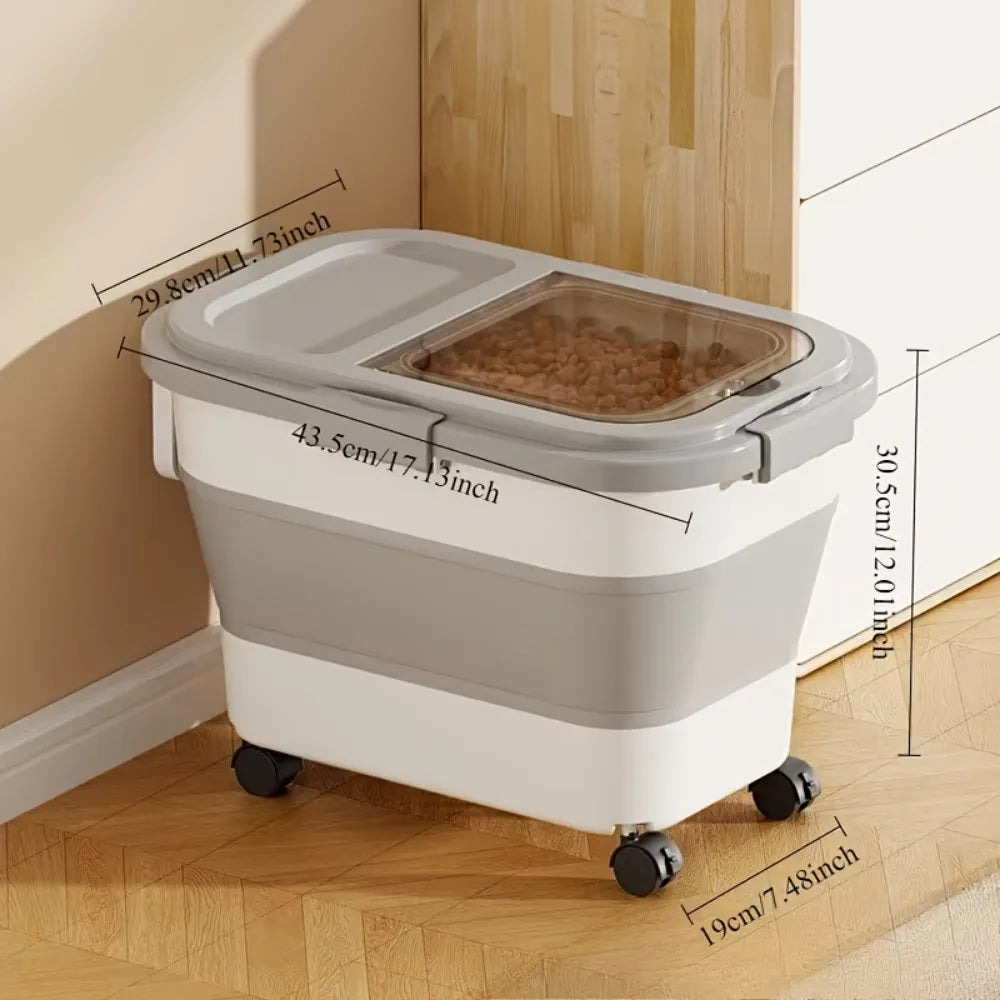 Collapsible Pet Food Storage Container With Airtight Lid And Scoop