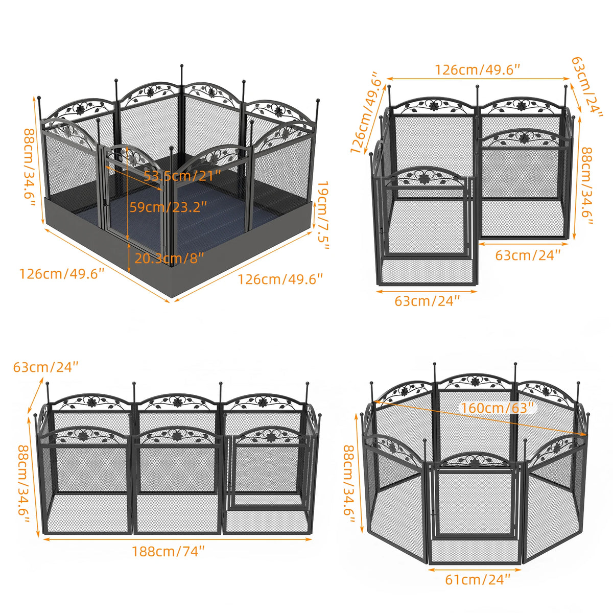 Bingopaw 8 Panel Heavy Duty Metal Dog Playpen Fence